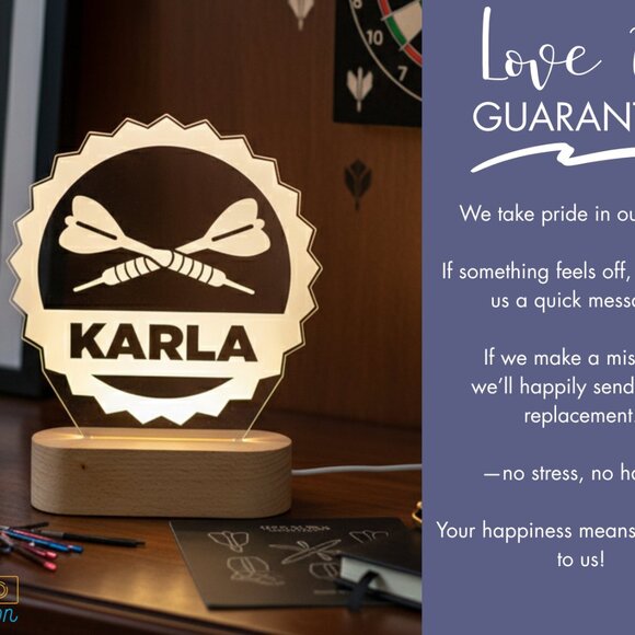 Custom Dart LED Lamp – Unique Dartboard Nightlight for Him - Picture 6 of 8